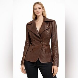 MaxMara Rich Brown Leather Jacket